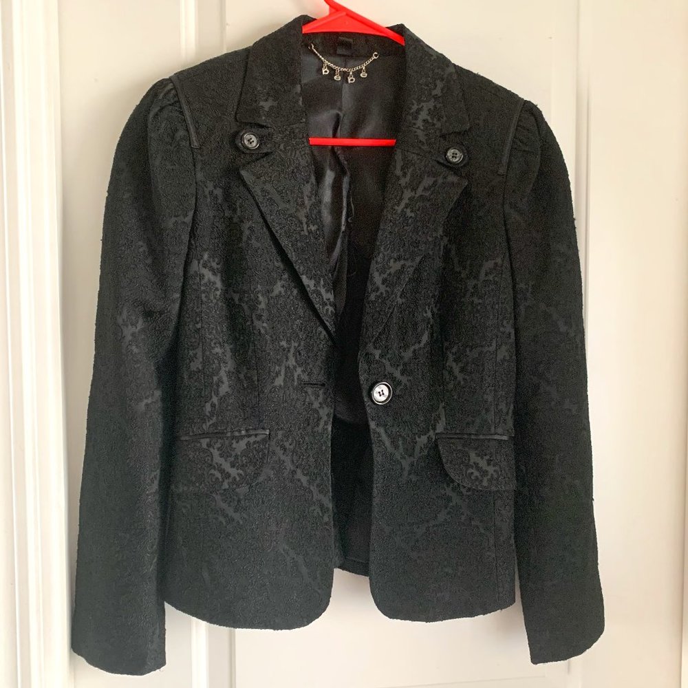 Bebe Black Lace Jacquard Blazer Size 2